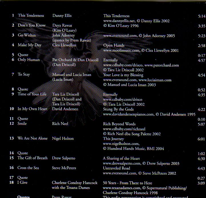 Thank You 2005 CD Track List Thank You 2005 CD Track List