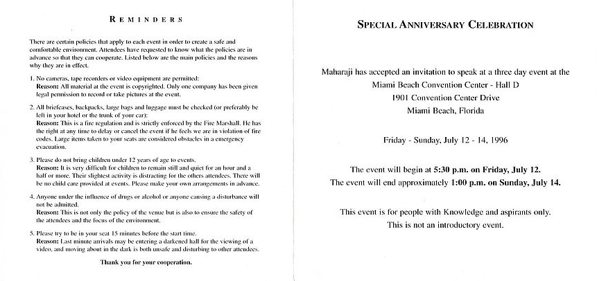 Special Anniversary Celebration with Maharaji 1996-07-12-14