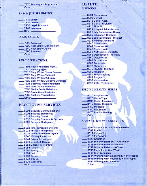 Service Opportunity Questionnaire