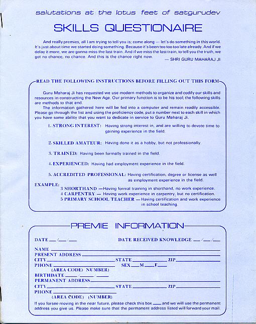 Service Opportunity Questionnaire