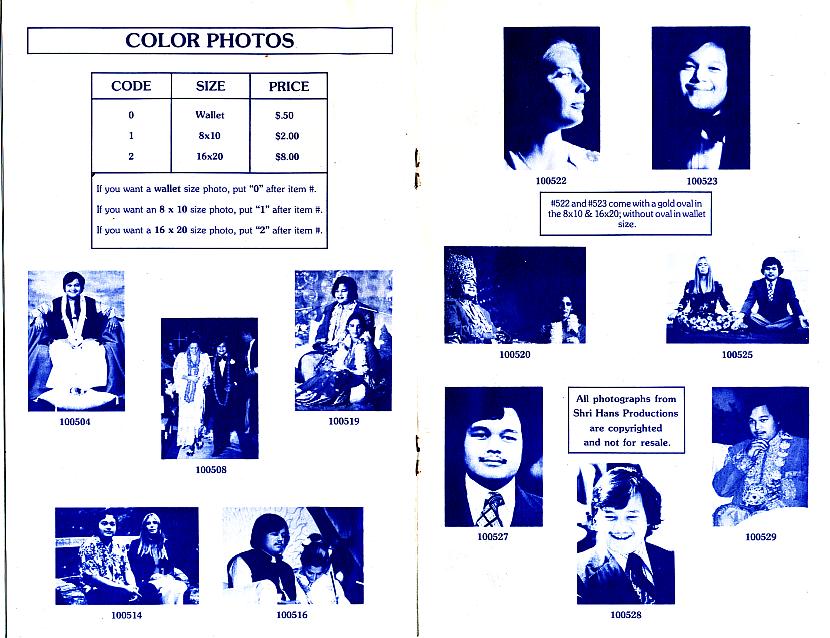 Divine Light Mission Mail Order Catalog, Winter 1976