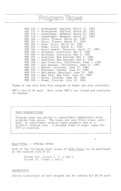 Summer '81 catalogue