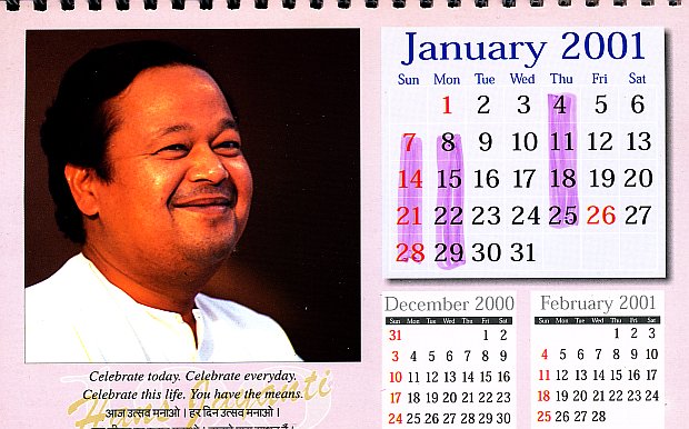 Prem Rawat Inspirational Speaker Calendar 2001
